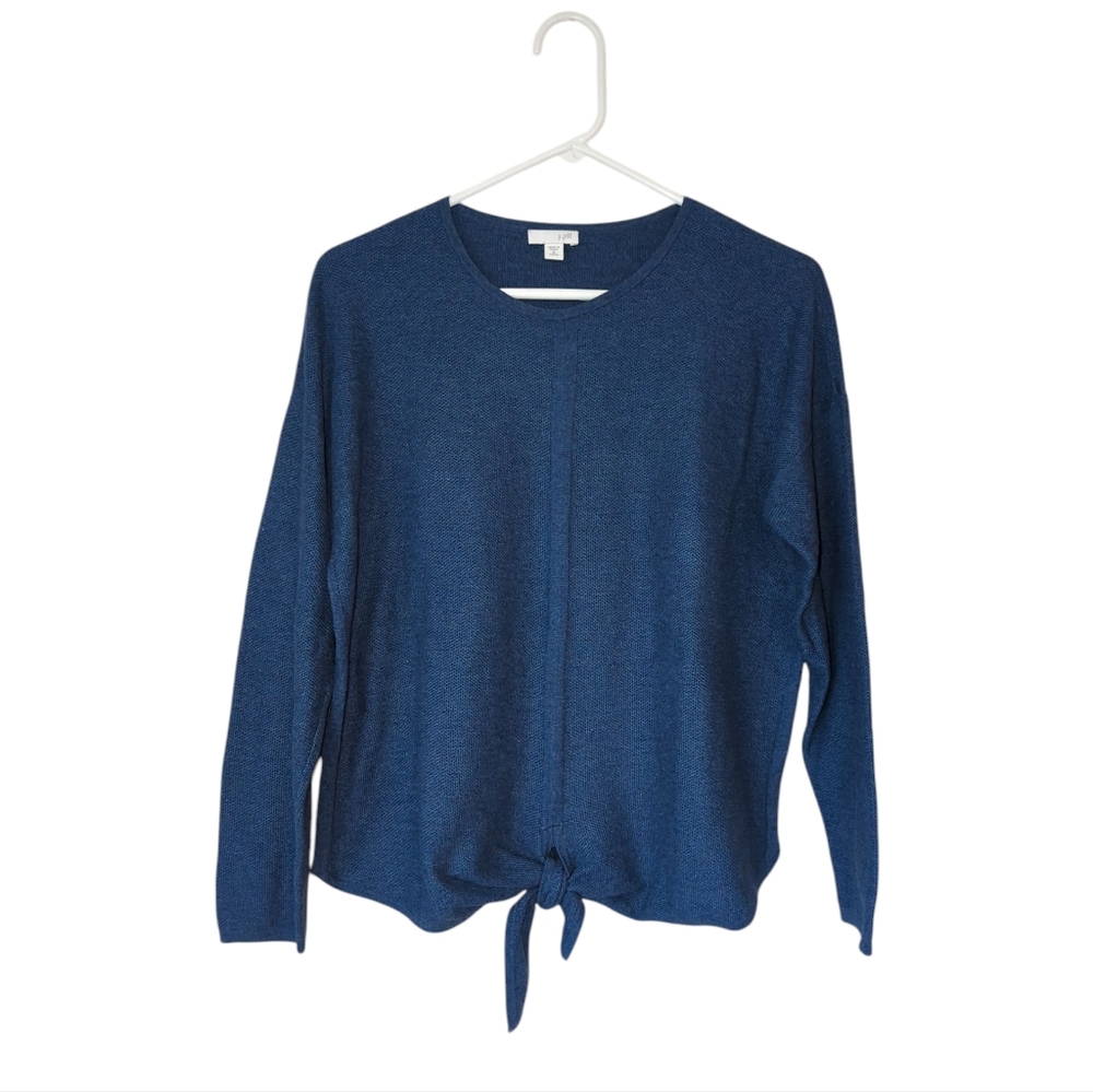 J.Jill Lightweight Tie Front Pullover Sweater MP Blue